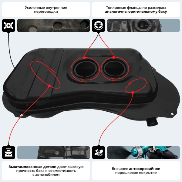 Топливный бак Renault 19 I, II, 1988-1996 г.в. (антикоррозия)
