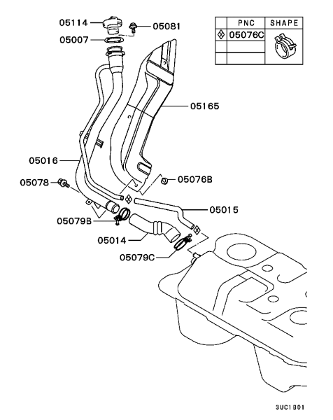 Горловина топливного бака Mitsubishi PAJERO/IO/PININ H61-67W 98-07 (3D)