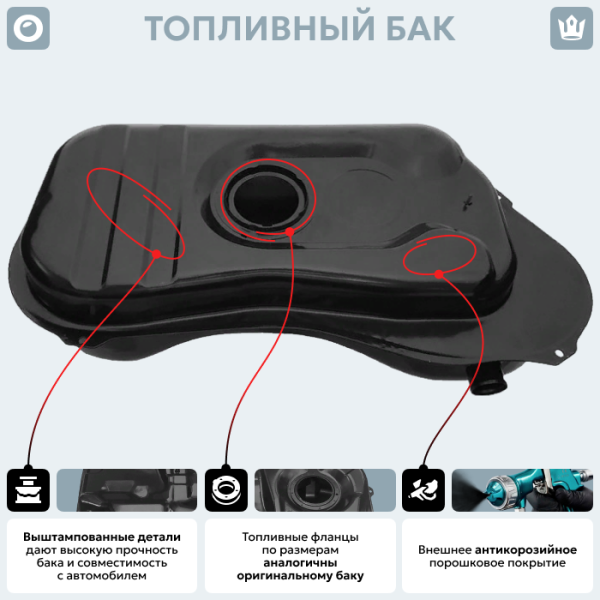 Топливный бак Renault 19 I, II (Карбюратор), 1988-1995 г.в. (антикоррозия)